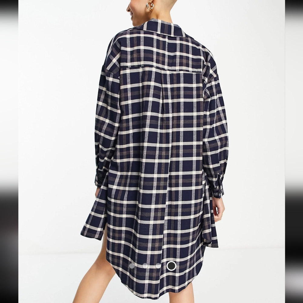 NWT blue checked over shirt, long line